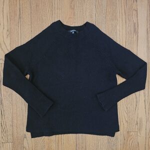Saks Fifth Avenue Classic Black Women's Cashmere Cold Shoulder Sweater Size S